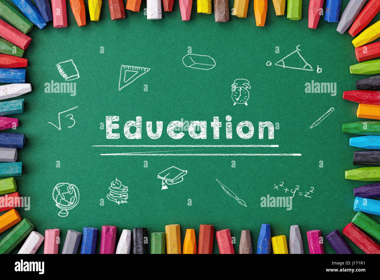 education writing on green background Stock Photo Alamy