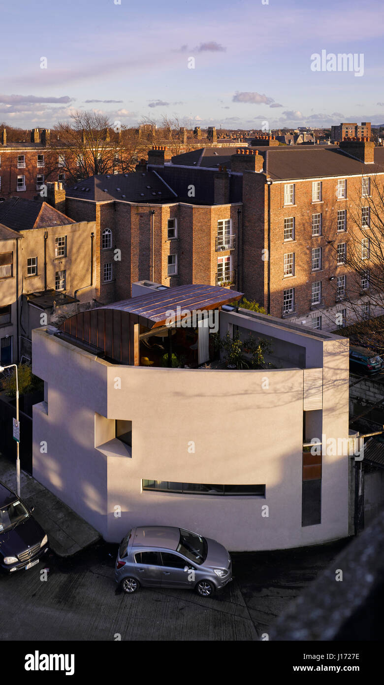 Aerial view showing surrounding village. K House, Ranelagh, Ireland