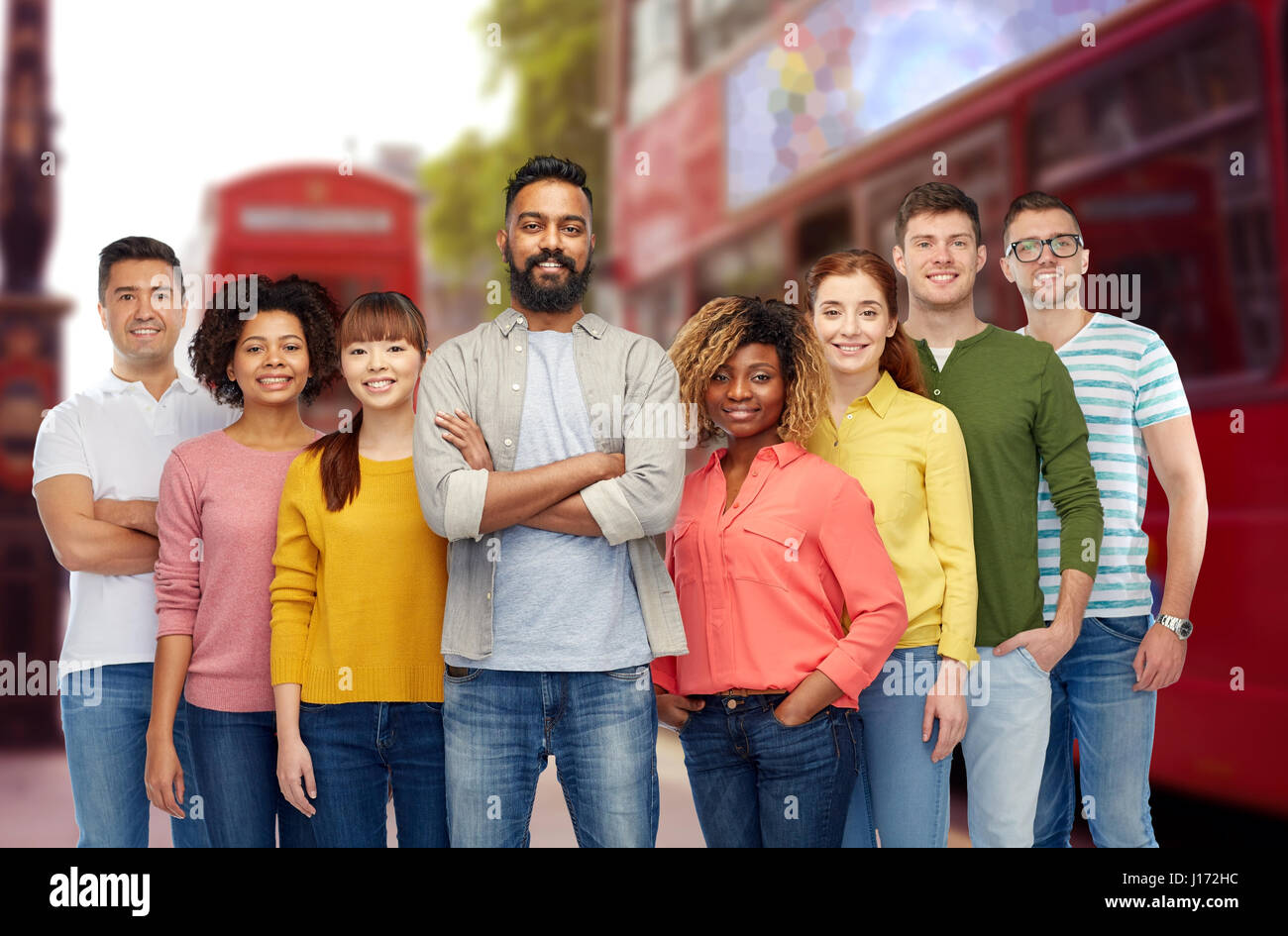 international group of happy people in london Stock Photo