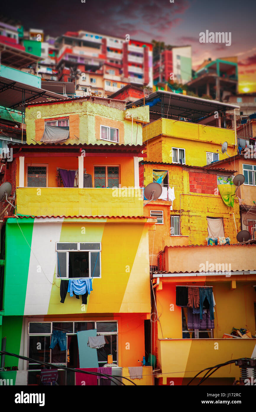 Colorful painted buildings of Favela in Rio de Janeiro Brazil Stock ...