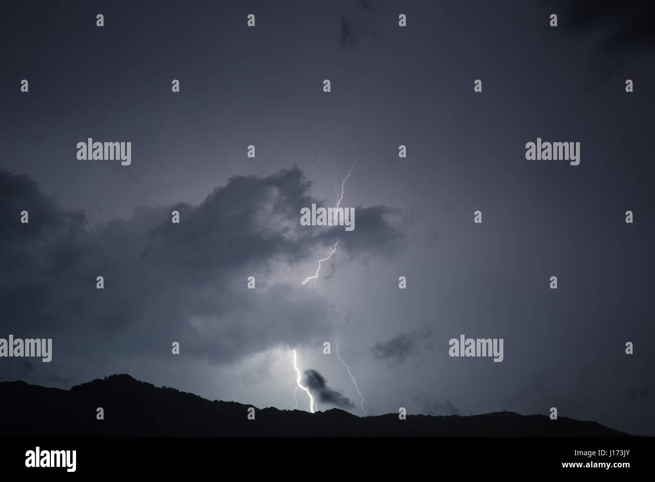 Lightning in the night sky Stock Photo - Alamy