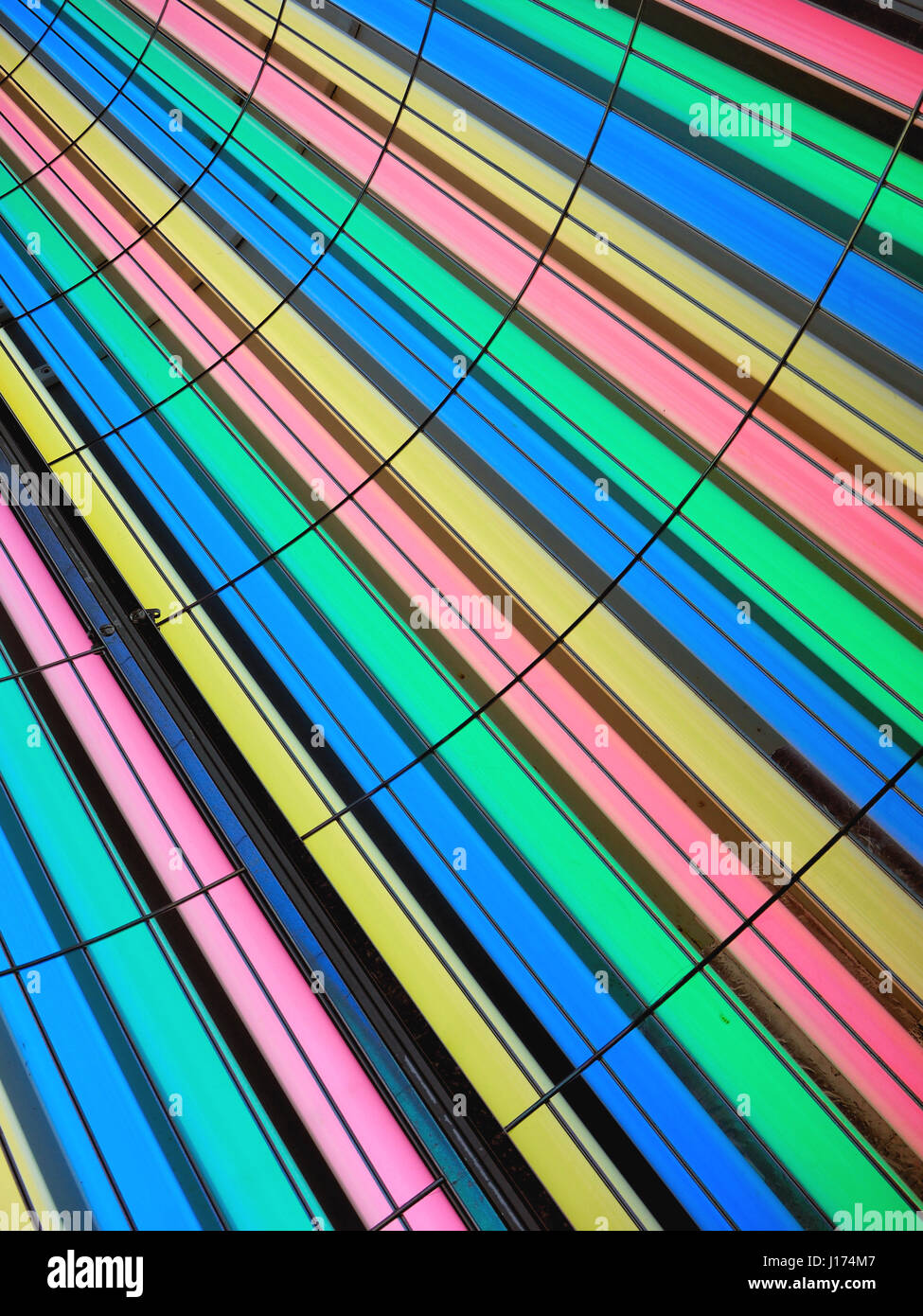 Coloured tubes of a UV tanning booth Stock Photo