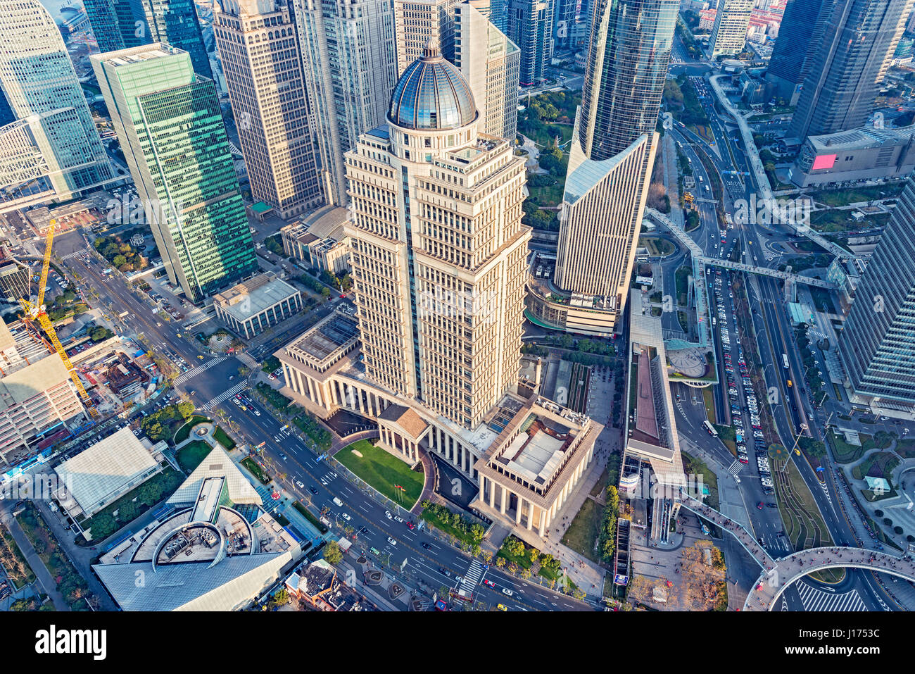 Shanghai tower aerial sunny hi-res stock photography and images - Alamy