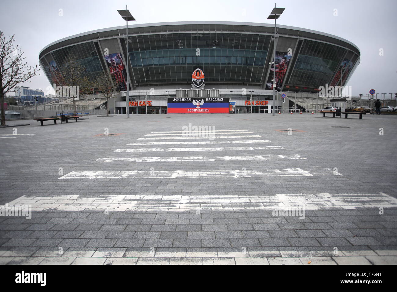 Donetsk, Ukraine. 18th Apr, 2017. A view of Donbass Arena, which has ...