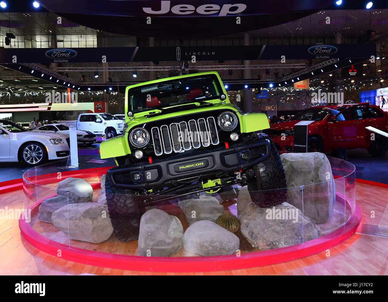 Doha, Capital of Qatar. 18th Apr, 2017. The Jeep Wrangler Rubicon is