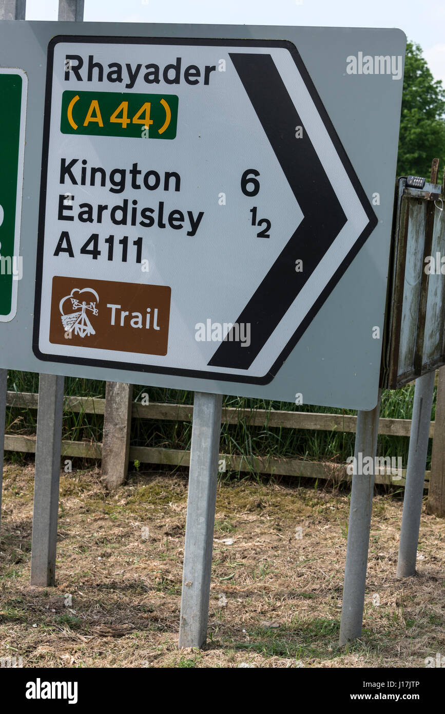 A large road sign including the 'Black & White Village Trail' off the ...