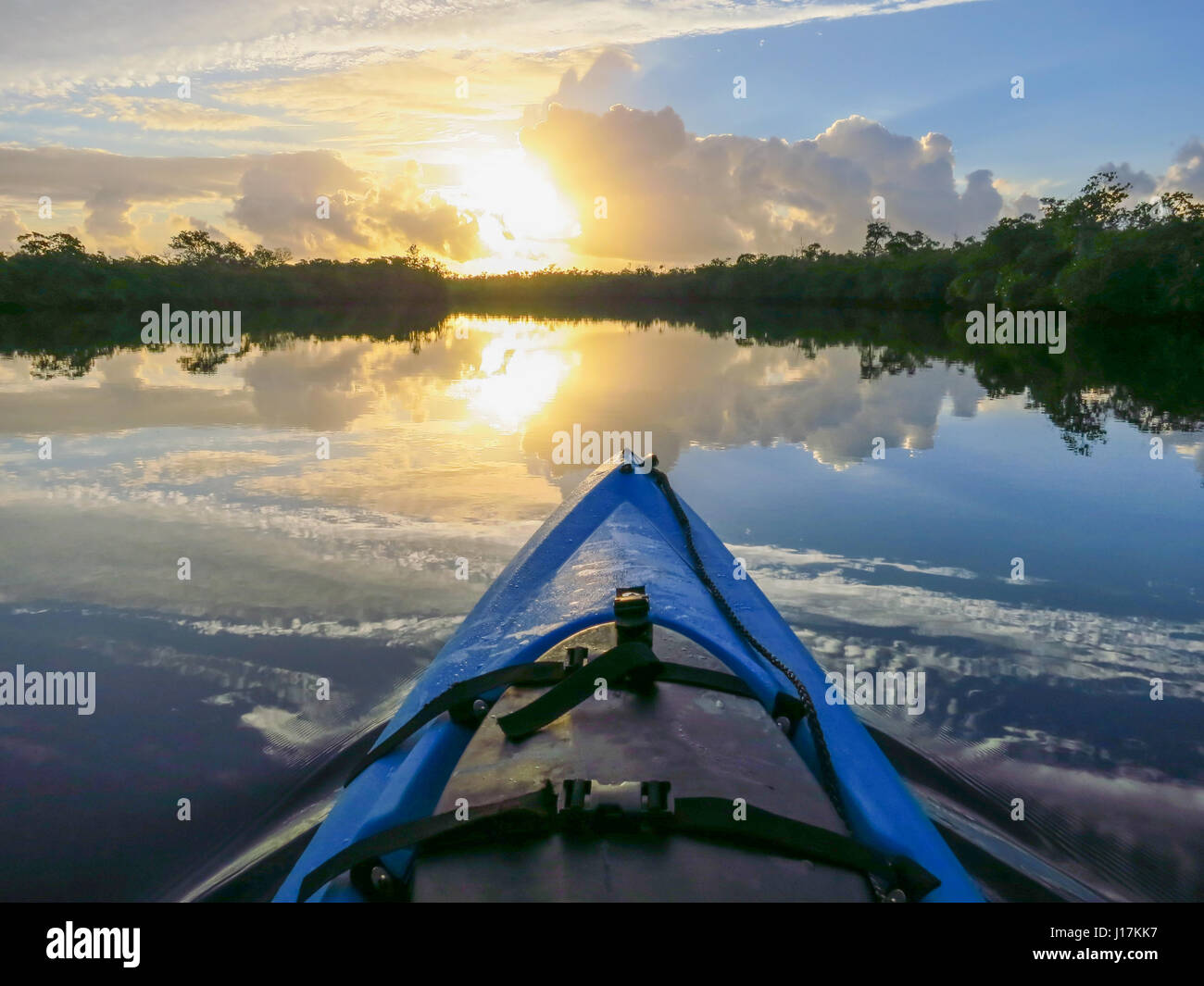Sunrise kayak paddle in the Florida Everglades along the Wilderness