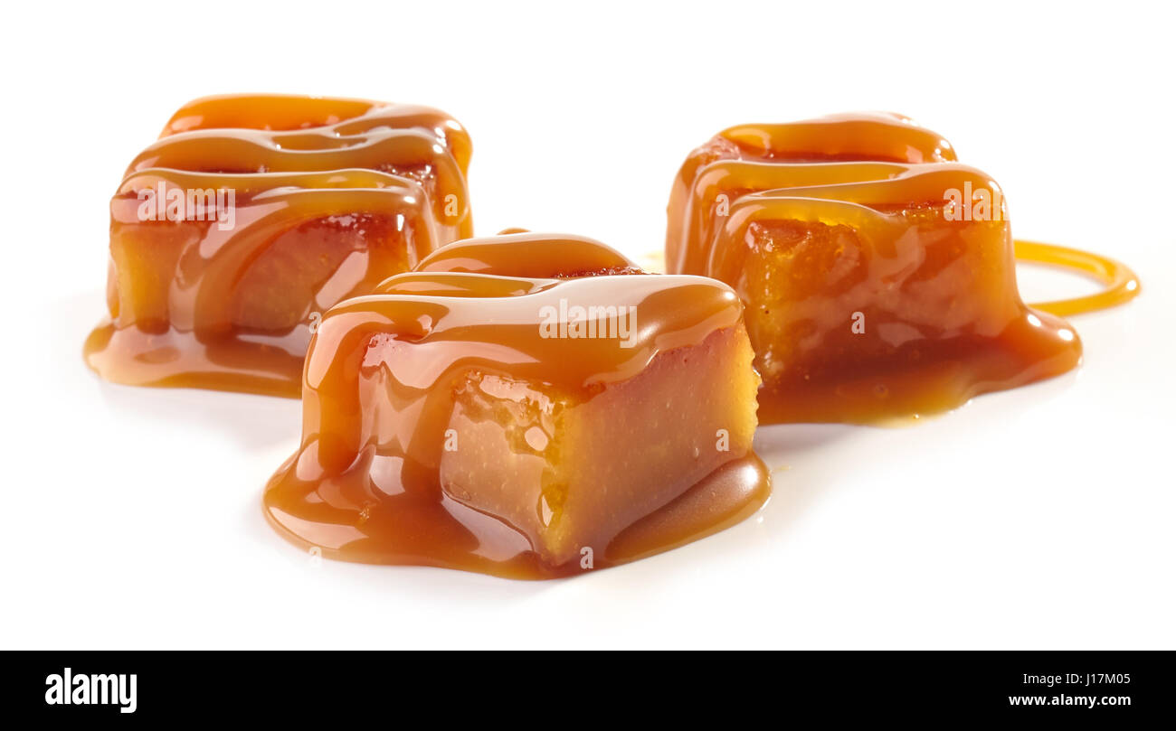 caramel candies isolated on white background Stock Photo