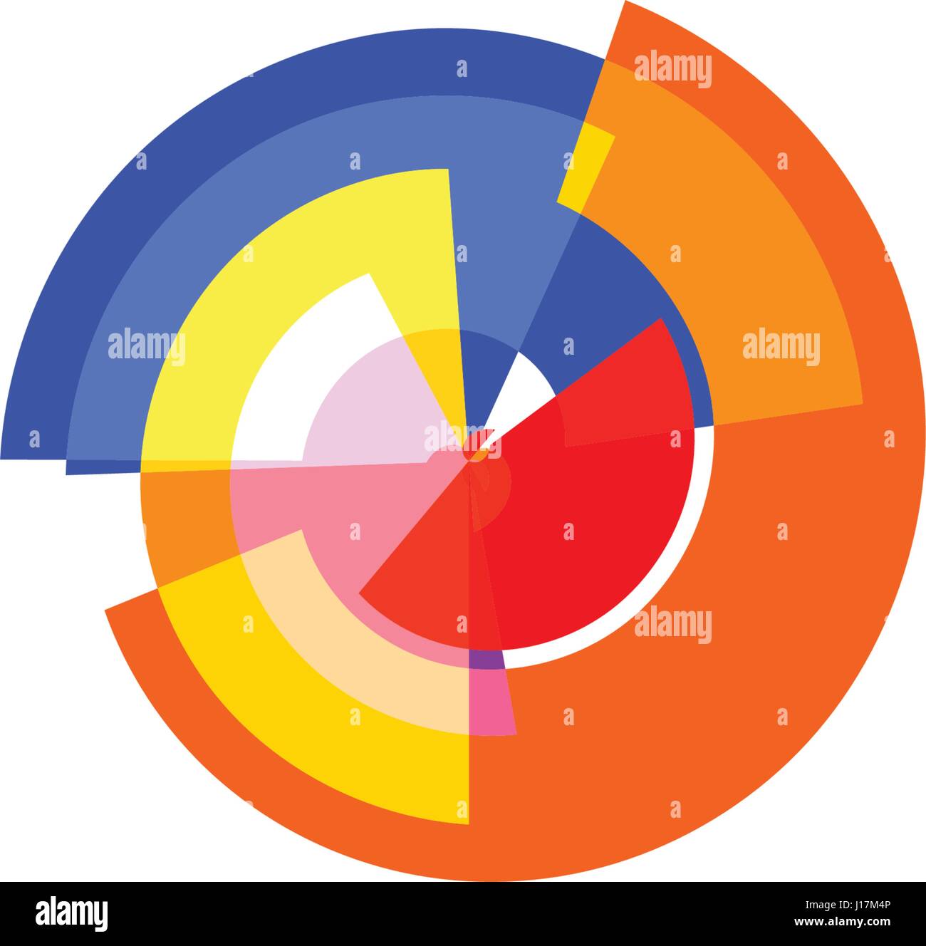 Isolated abstract colorful pie chart logo, round shape diagram logotype