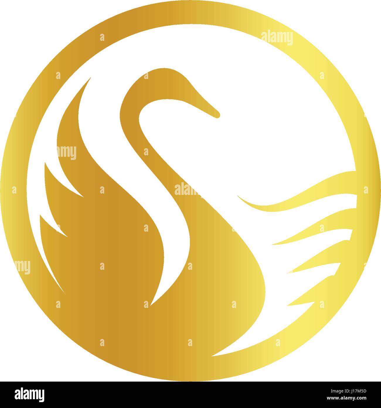 Isolated abstract gold color birds silhouettes logo on white background, wings and feathers elements logotype set vector illustration Stock Vector