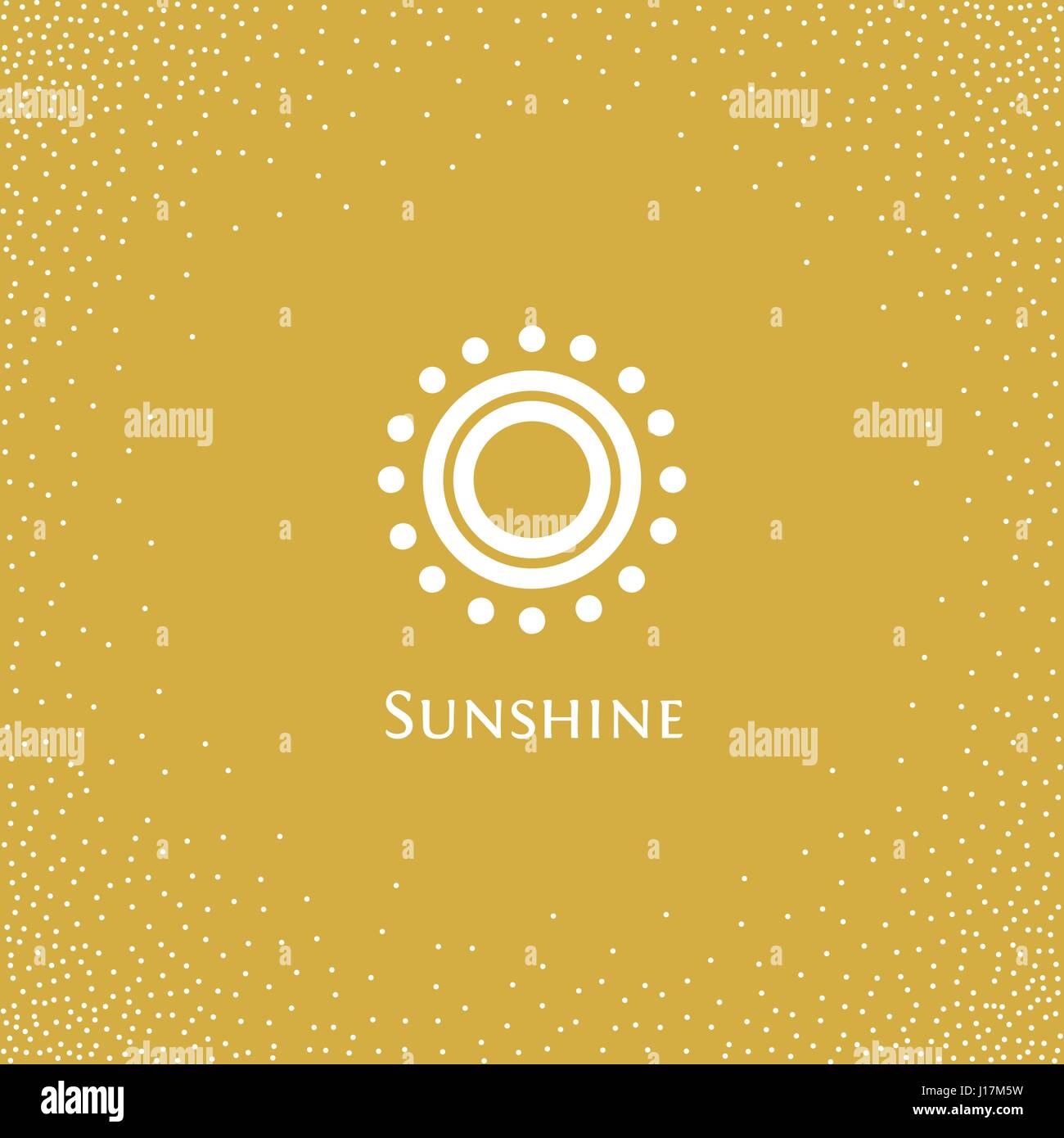 Isolated abstract round shape orange color logo , sun logotype vector illustration on a yellow background of dots. Stock Vector