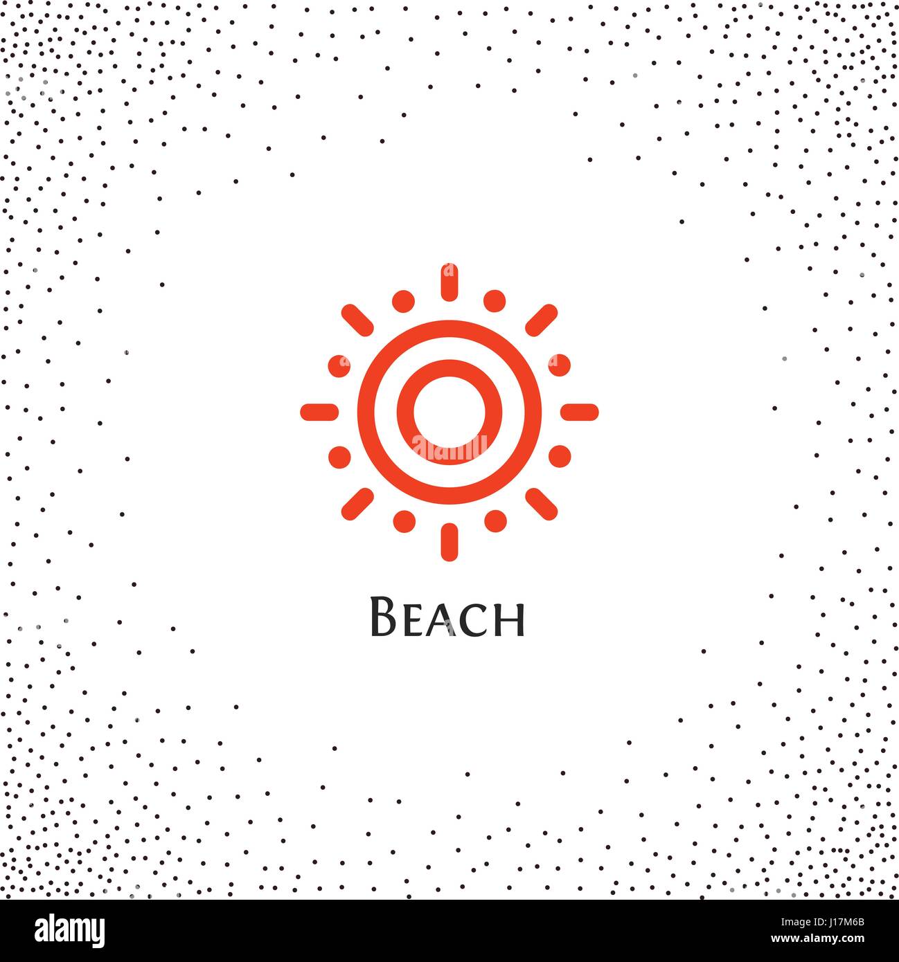 Isolated abstract round shape orange color logo, sun logotype vector illustration on a background of dots Stock Vector