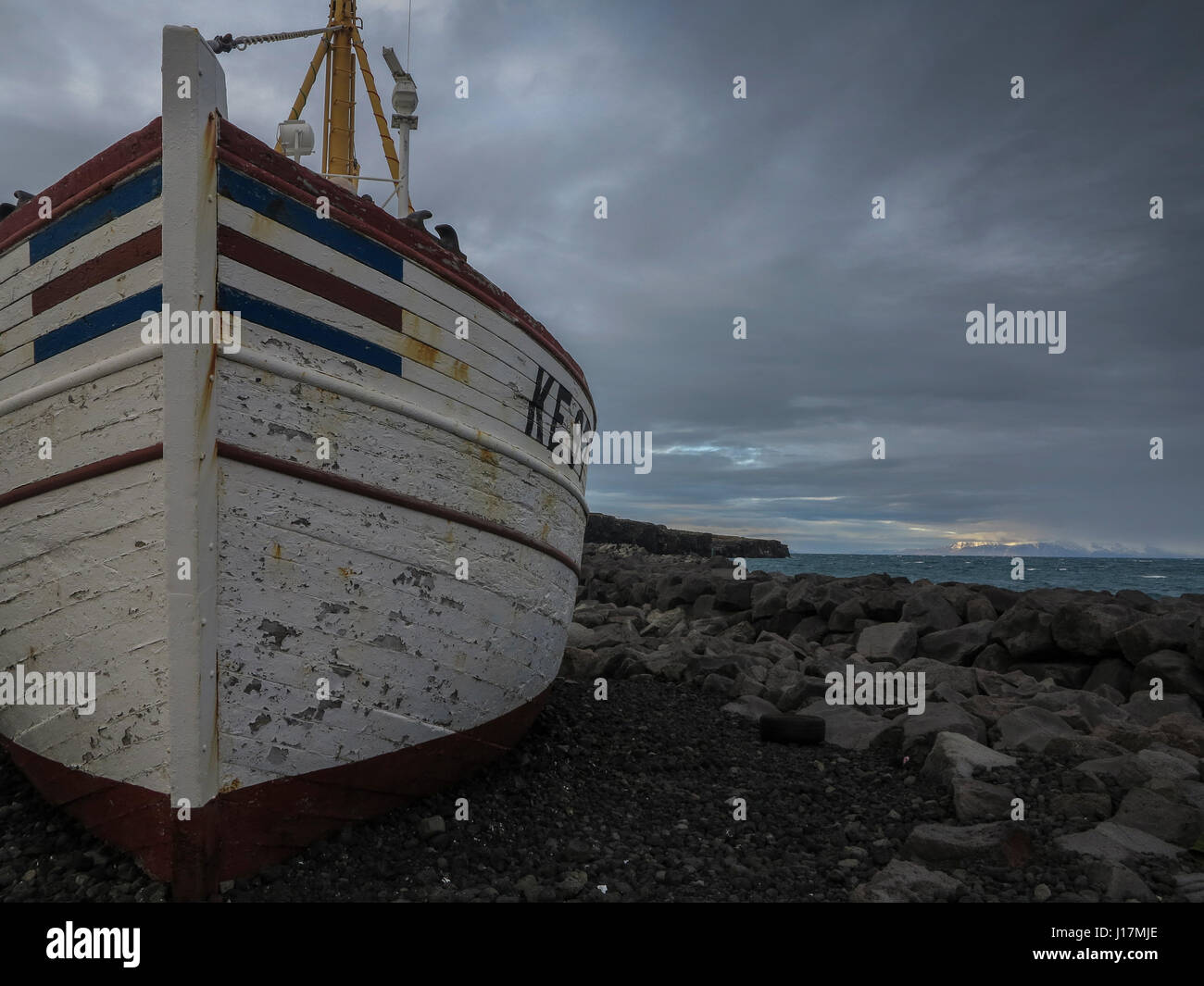 A fishing boat on Keflavik, Iceland Stock Photo