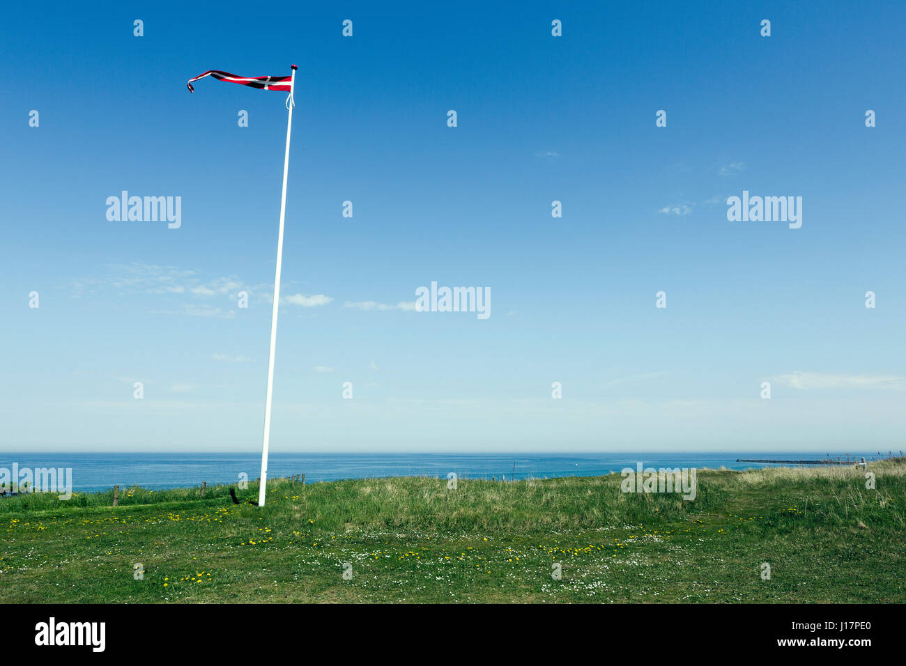 Flag of Denmark in the wind Stock Photo