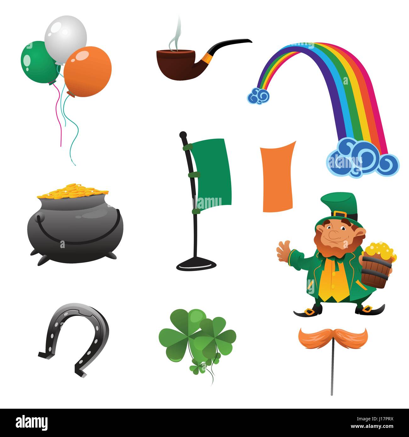 A vector illustration of Saint Patrick day icon sets Stock Vector