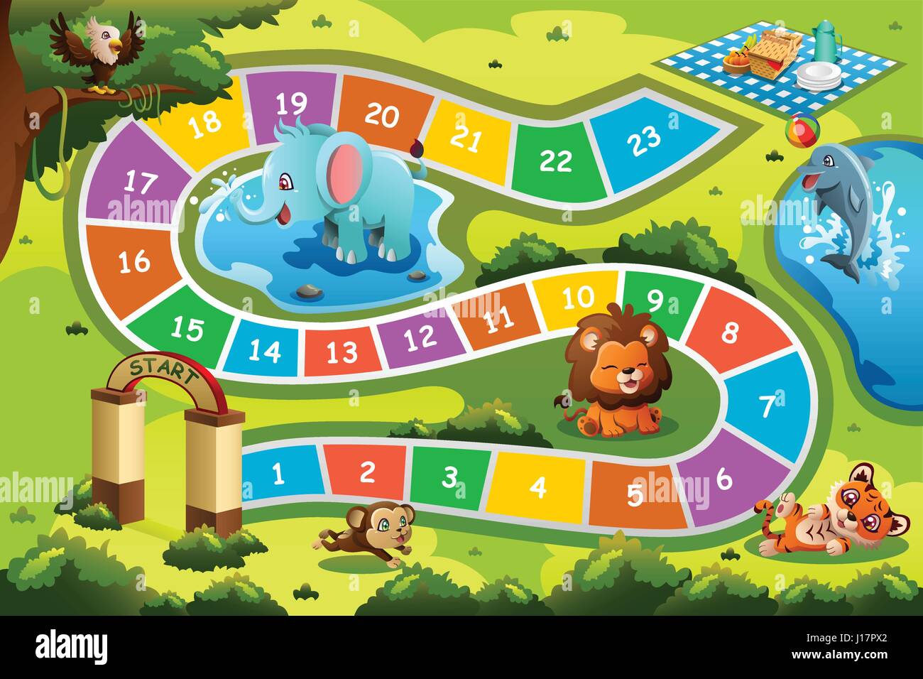 A vector illustration of board game design in animal theme Stock Vector  Image & Art - Alamy