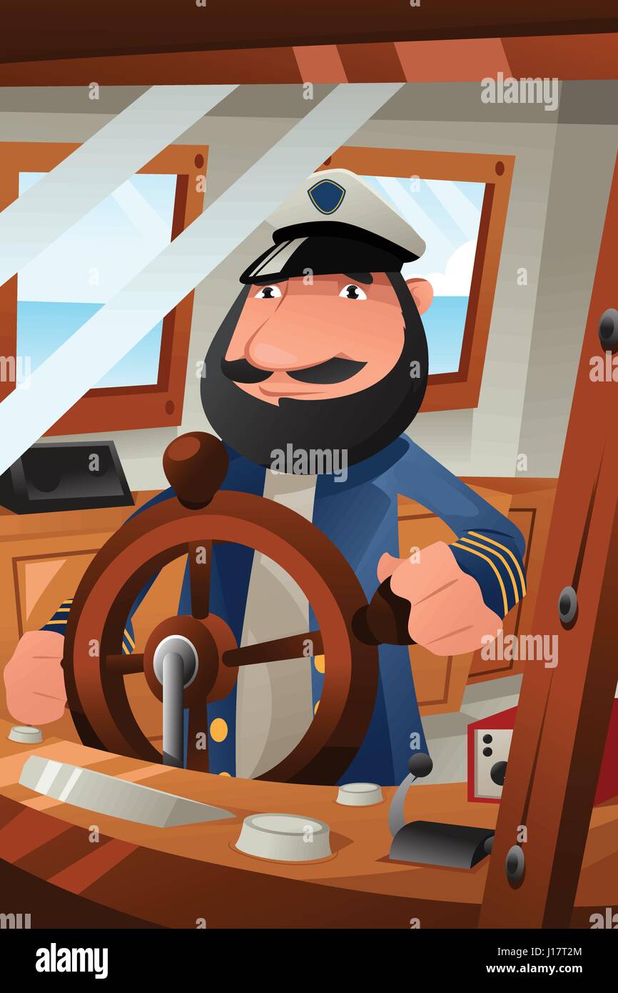 A vector illustration of boat captain on duty Stock Vector Image & Art ...