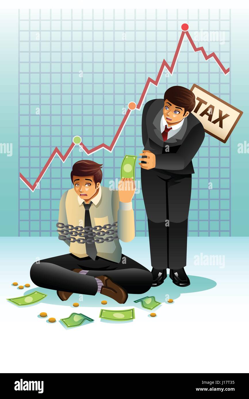 A vector illustration of concept of paying tax Stock Vector