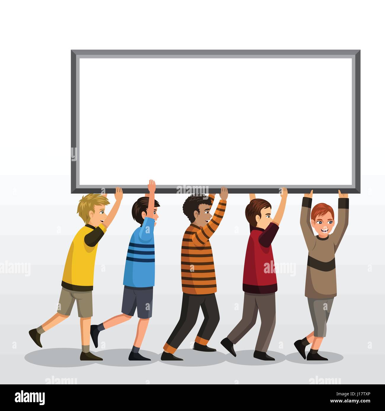 A vector illustration of kids holding a blank board Stock Vector Image ...