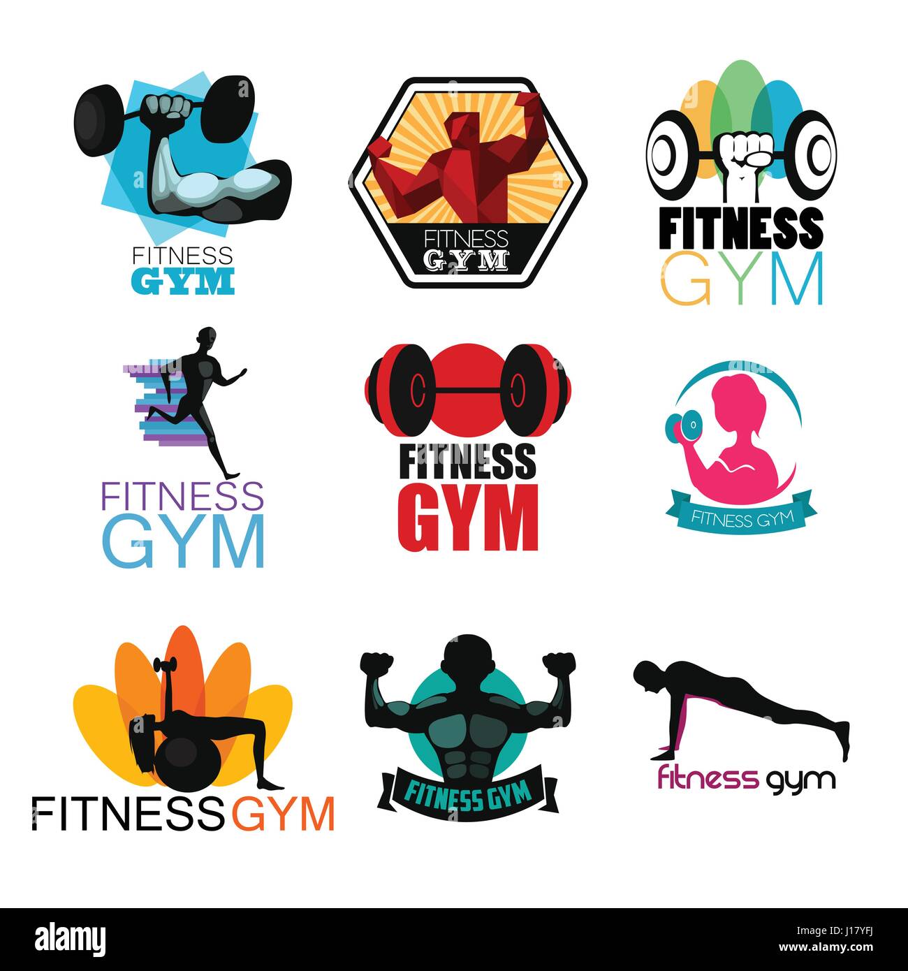 A vector illustration of Fitness Gym Logos Stock Vector