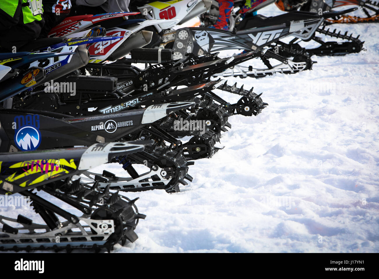 Snowbike Racing Stock Photo