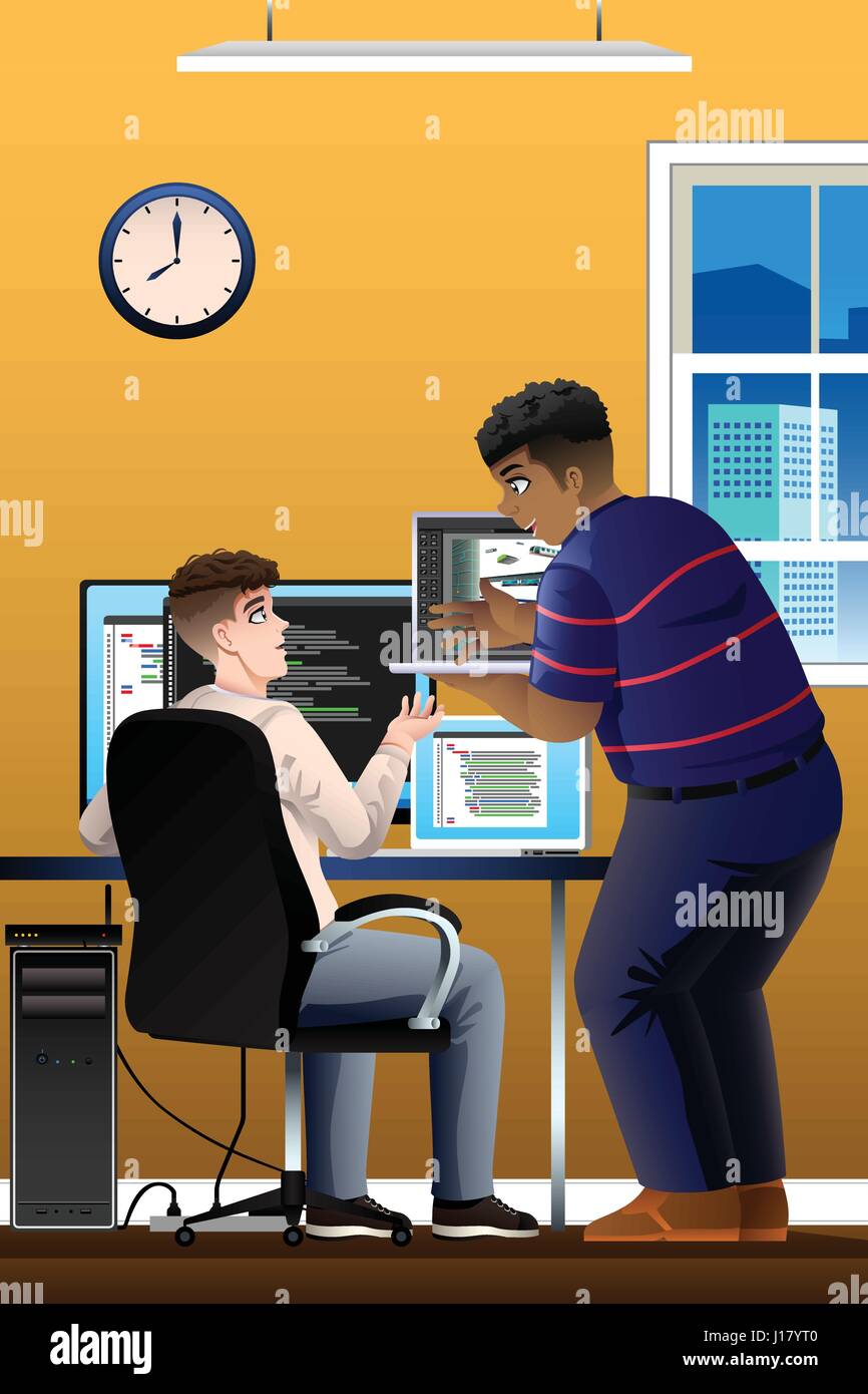 Cartoon programmers vector vectors hi-res stock photography and images ...