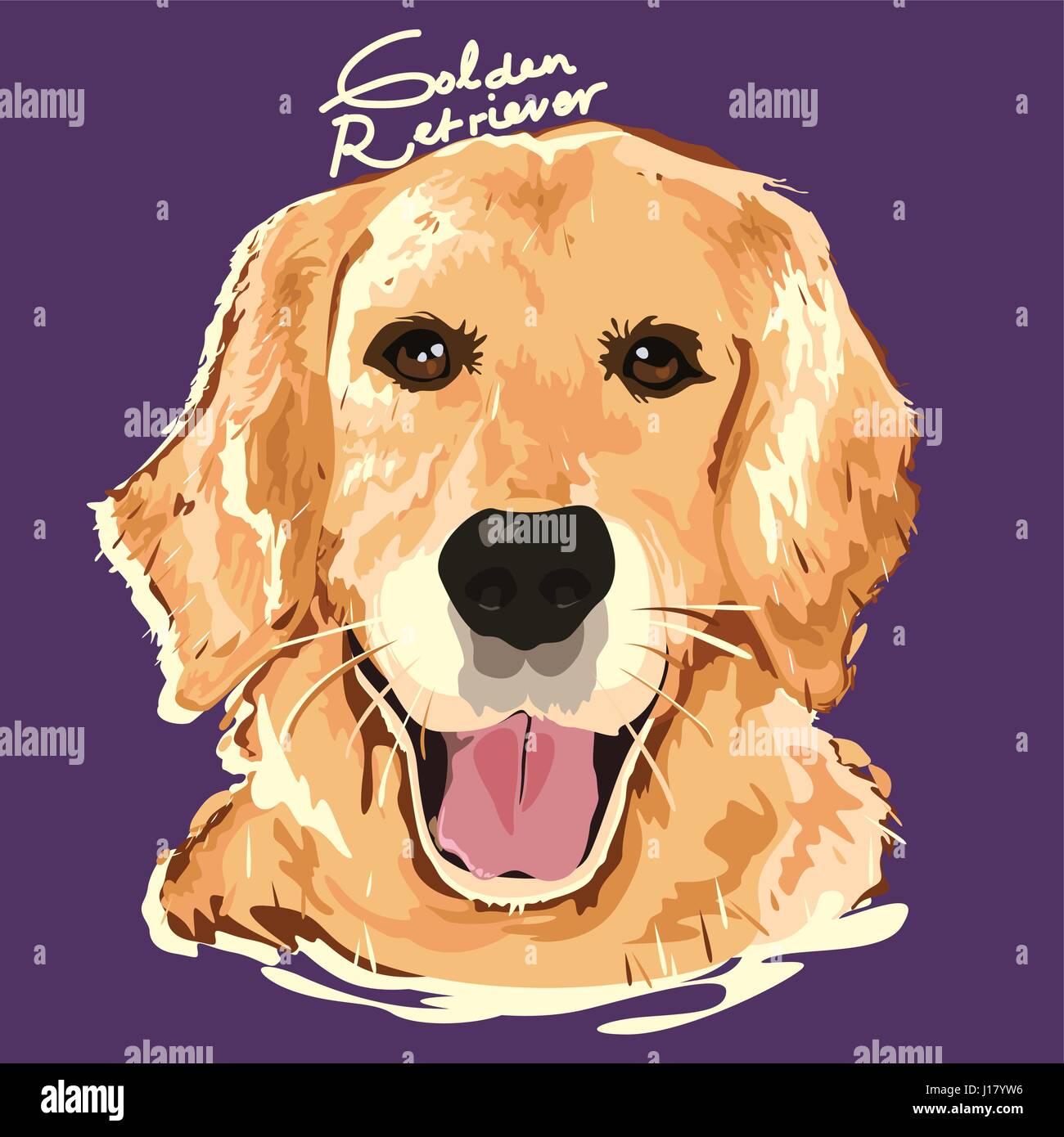 A vector illustration of Golden Retriever Painting Poster Stock Vector