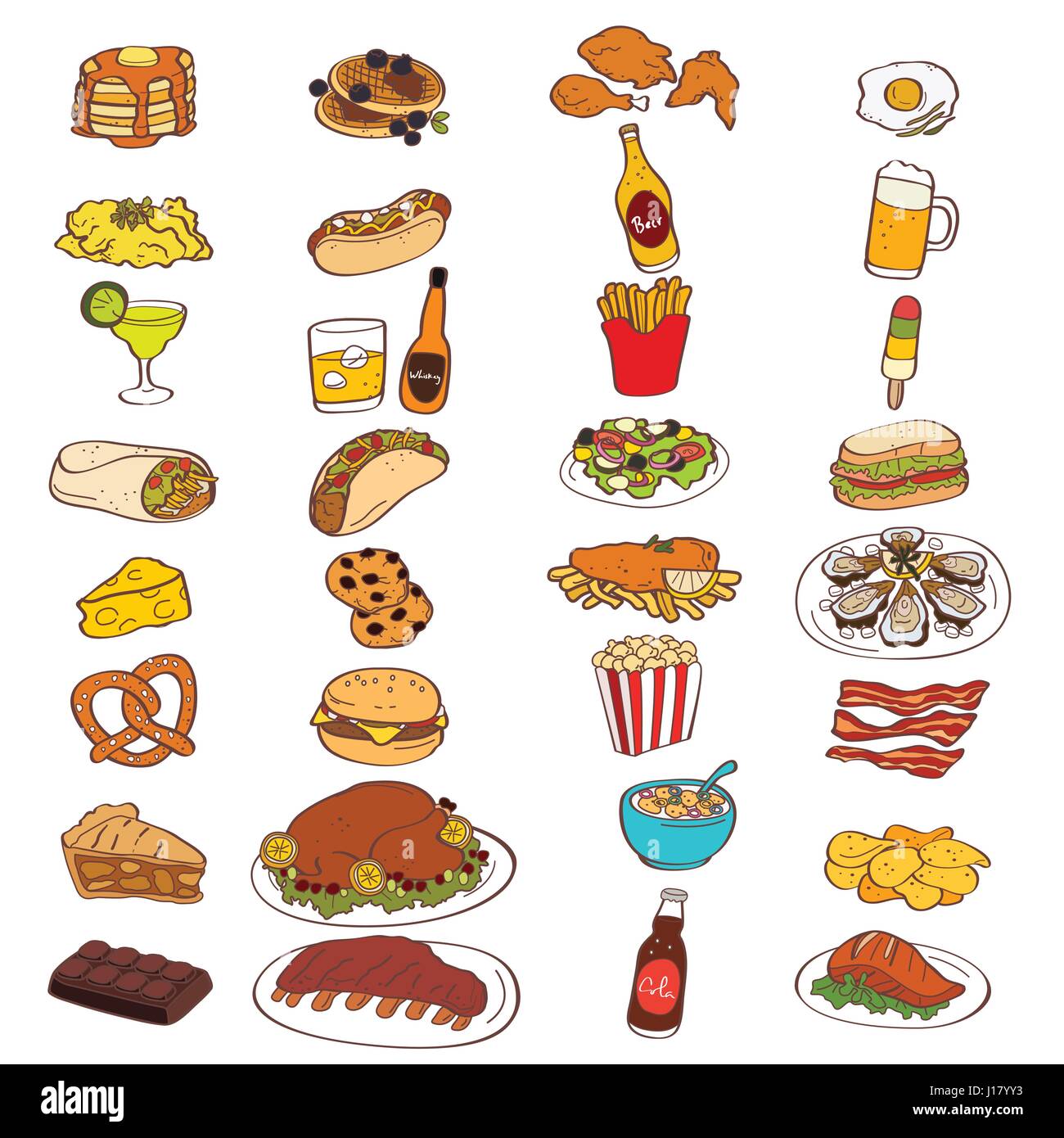 A vector illustration of Food and Drink Icons Stock Vector