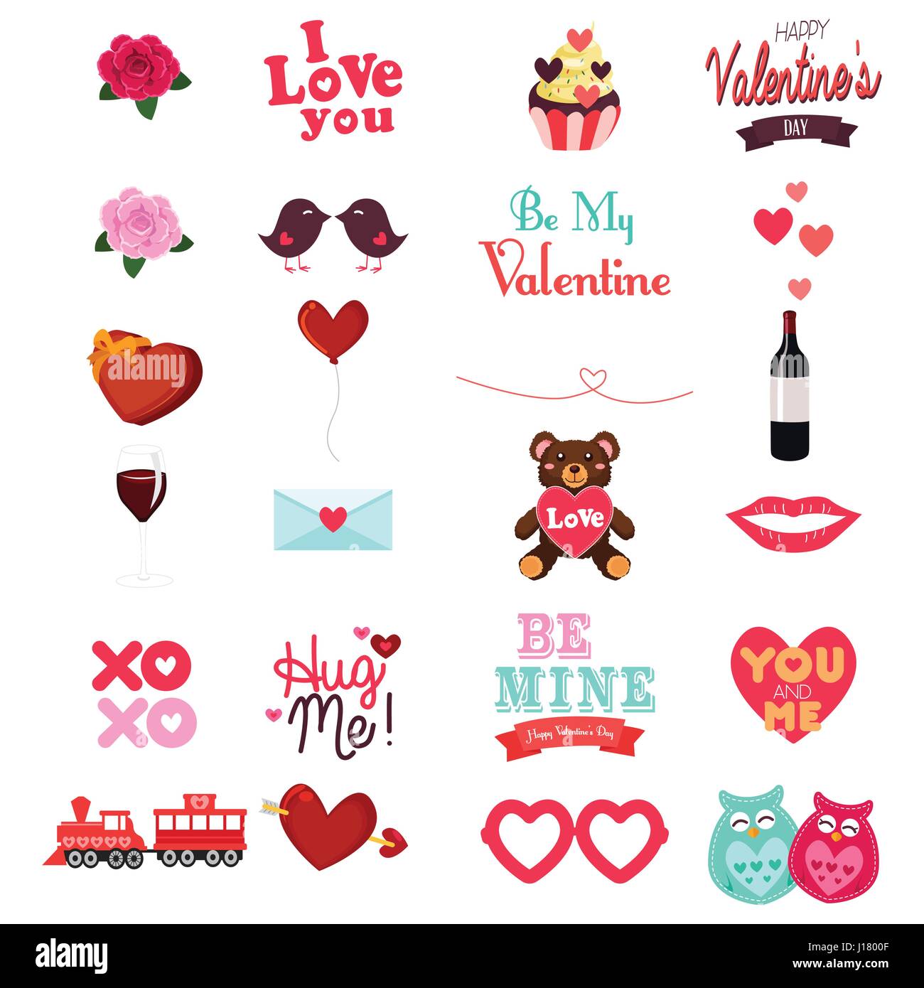 A vector illustration of Valentines Day Clipart Icon Set Stock Vector Image  & Art - Alamy