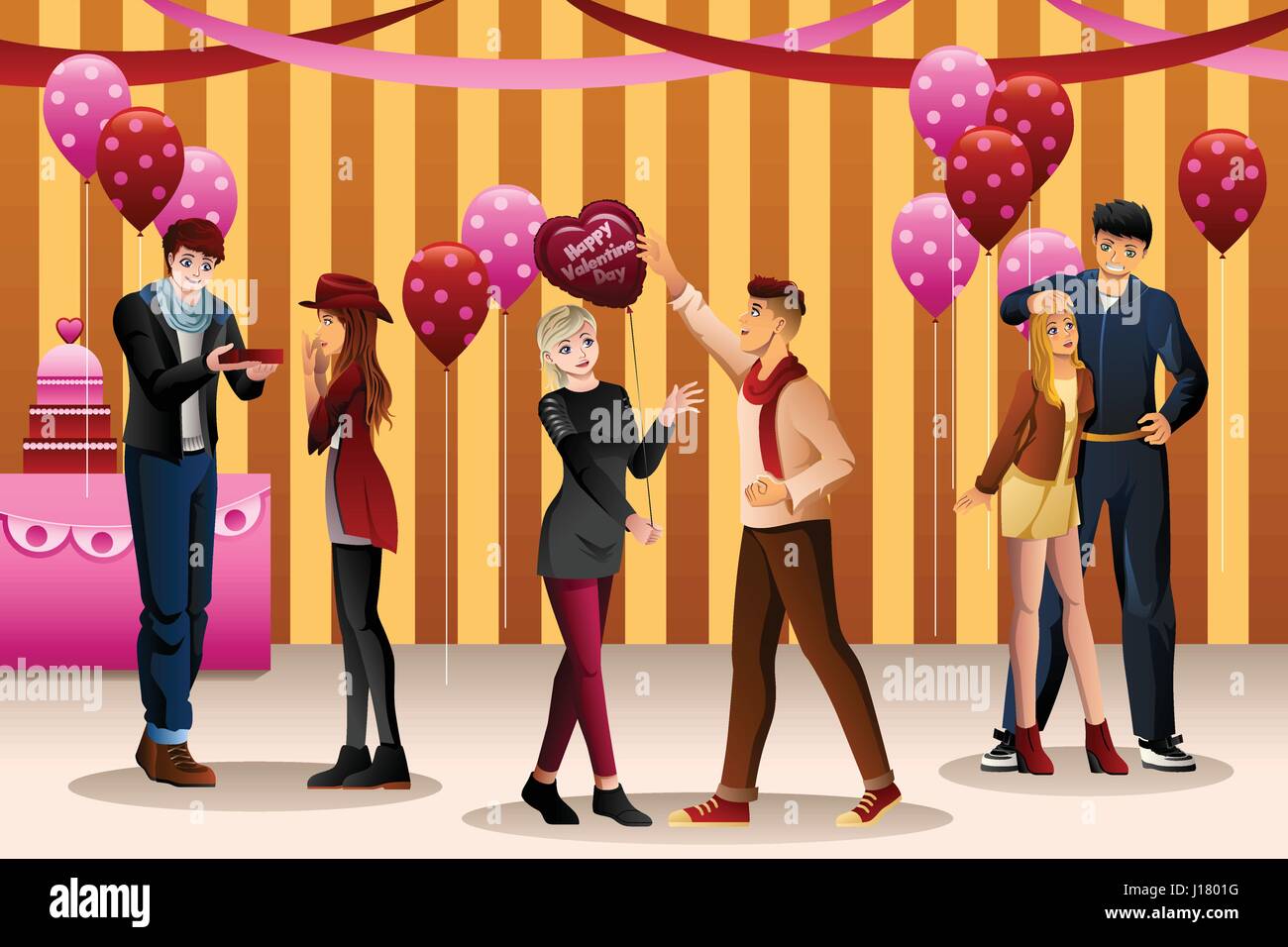 A vector illustration of Valentine Day Dance Party Stock Vector Image ...