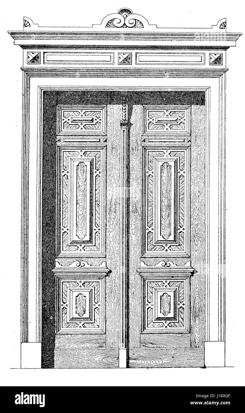 Richly adorned main door from XIX century Stock Photo