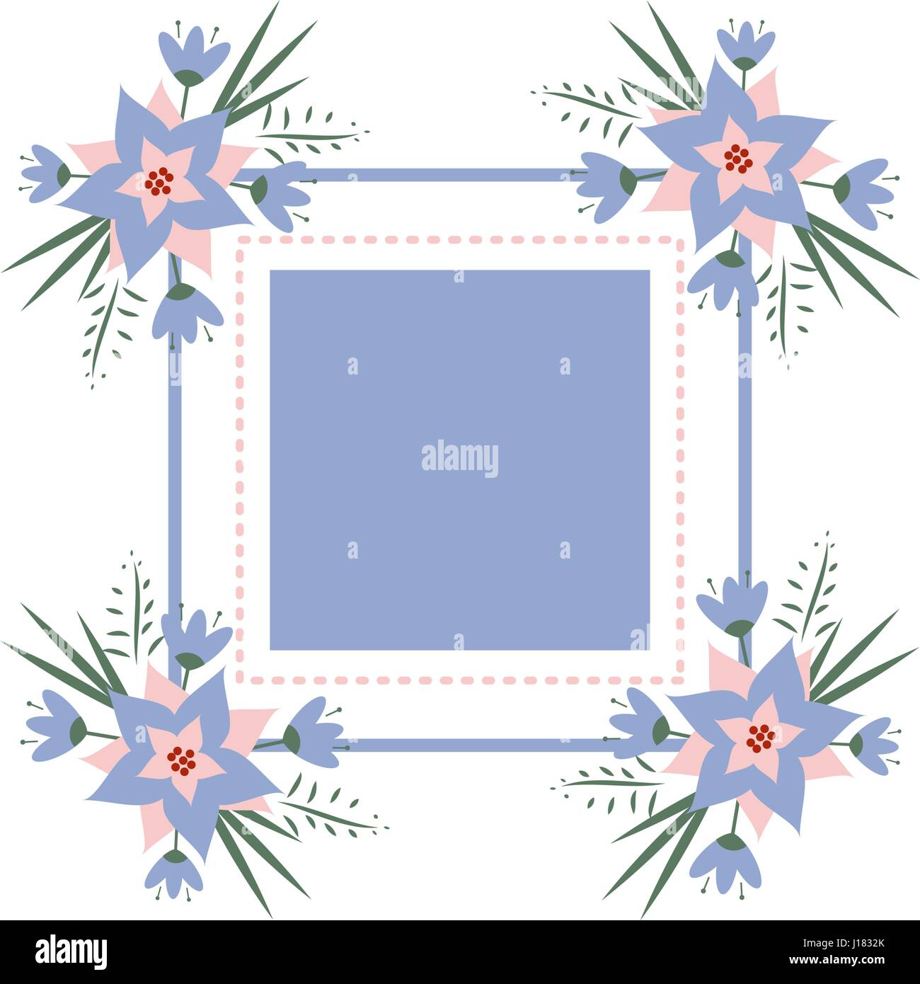 vector floral vignette in the form of a rectangle. Delicate frame for invitations, cards, stickers wedding, birthday, holiday. Stock Vector