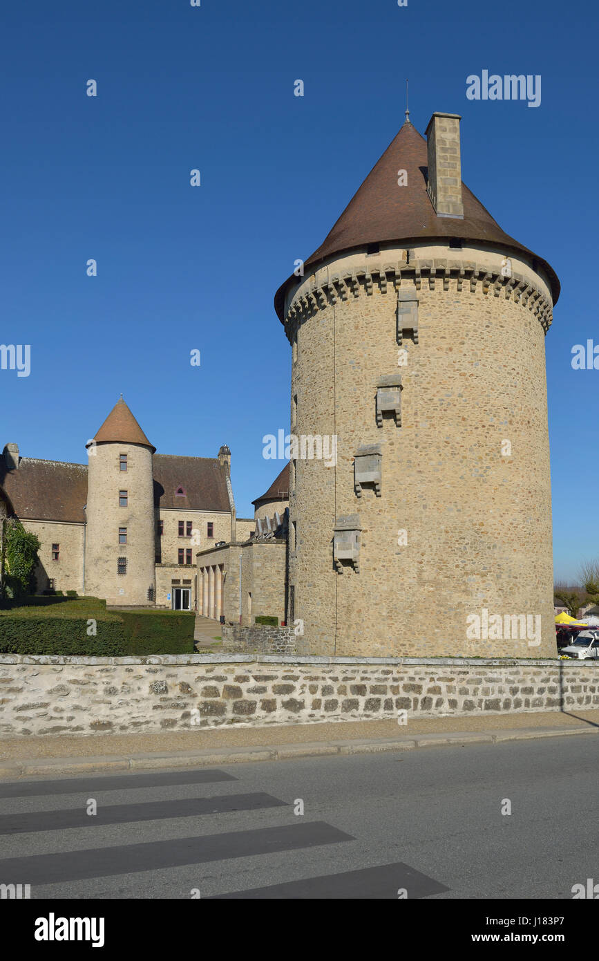 Bourganeuf castle in the Creuse department in the Nouvelle-Aquitaine region in central France. Stock Photo
