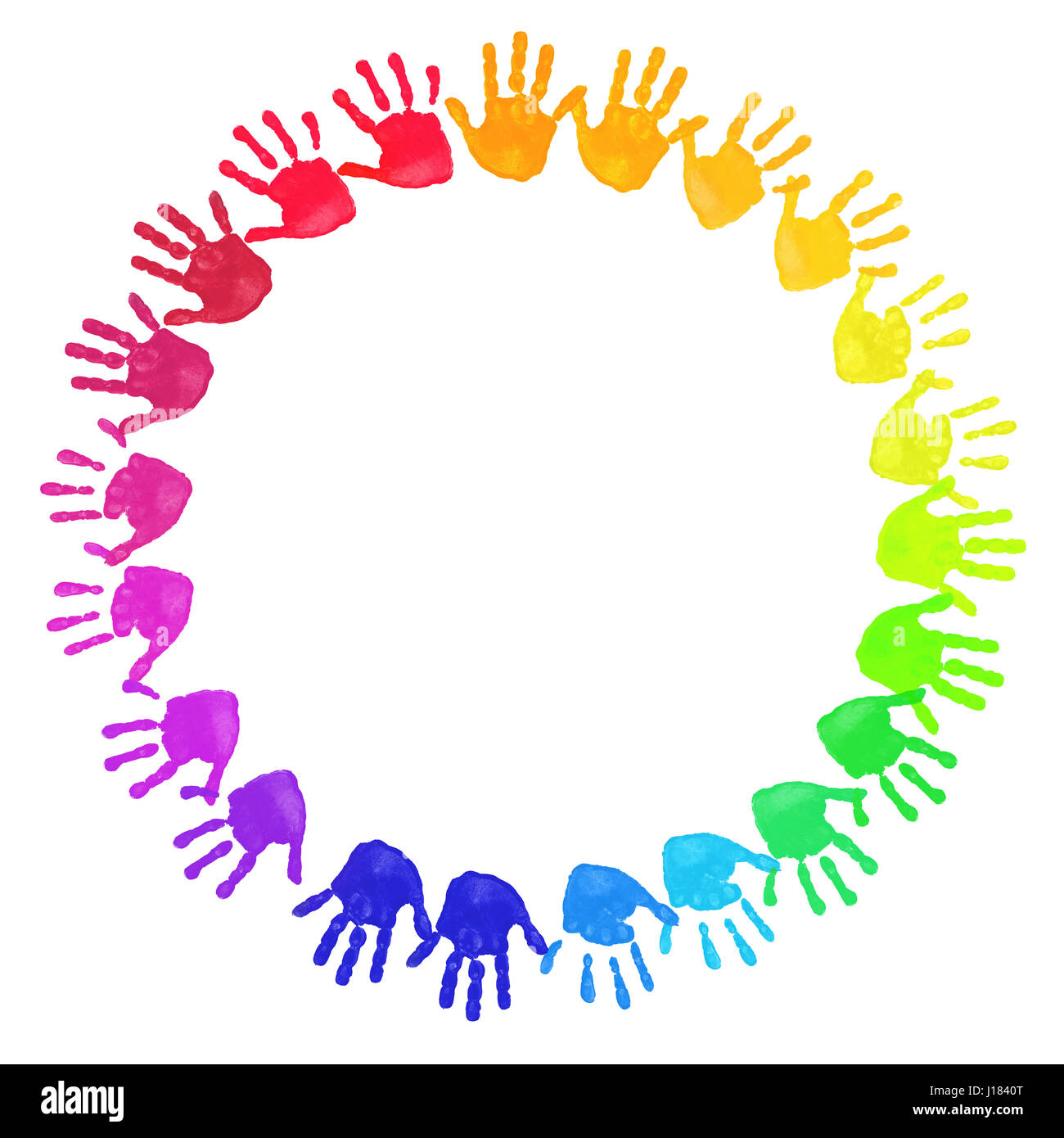 Set of colorful hand prints isolated on white Stock Photo - Alamy