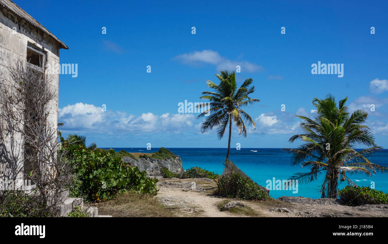 Barbados Beach Ruin Stock Photo