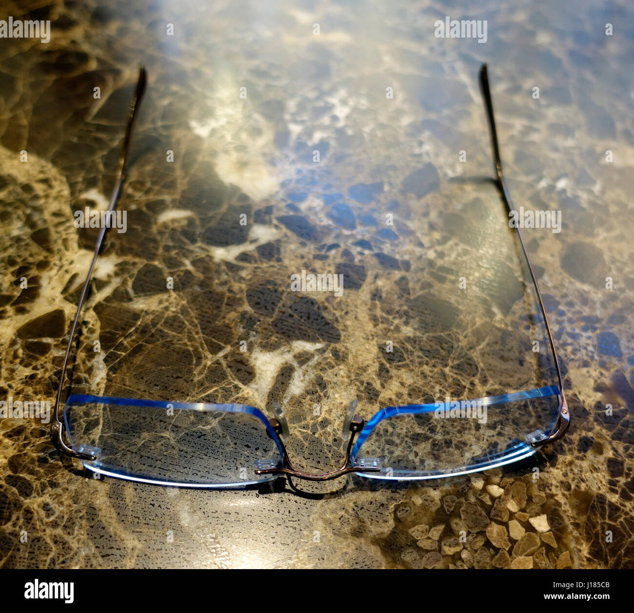 Eyeglasses on table Stock Photo