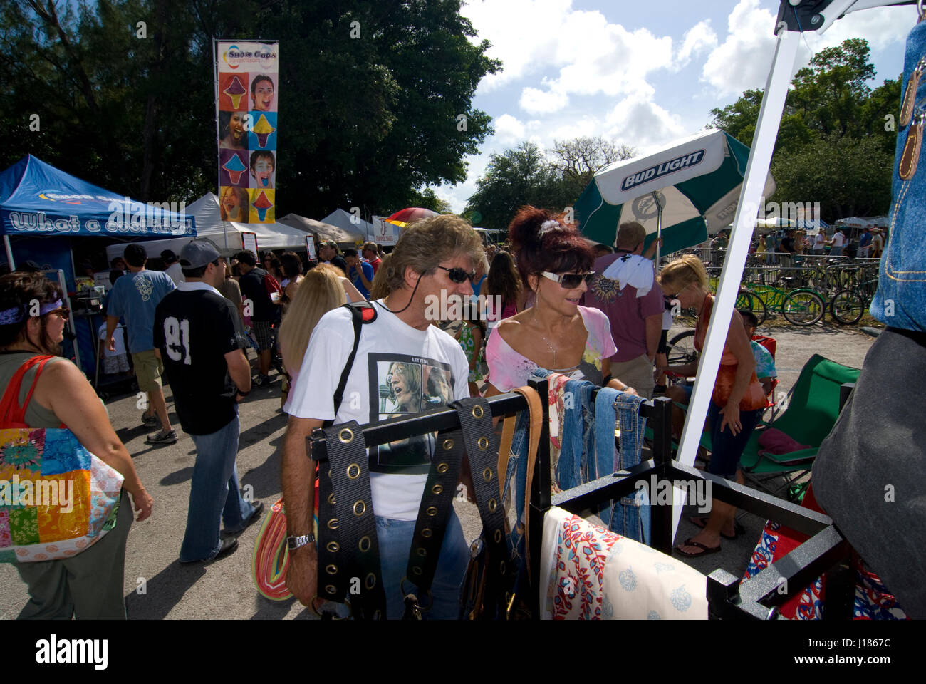hippy festival love in Miami Florida USA people dressed as 1960's