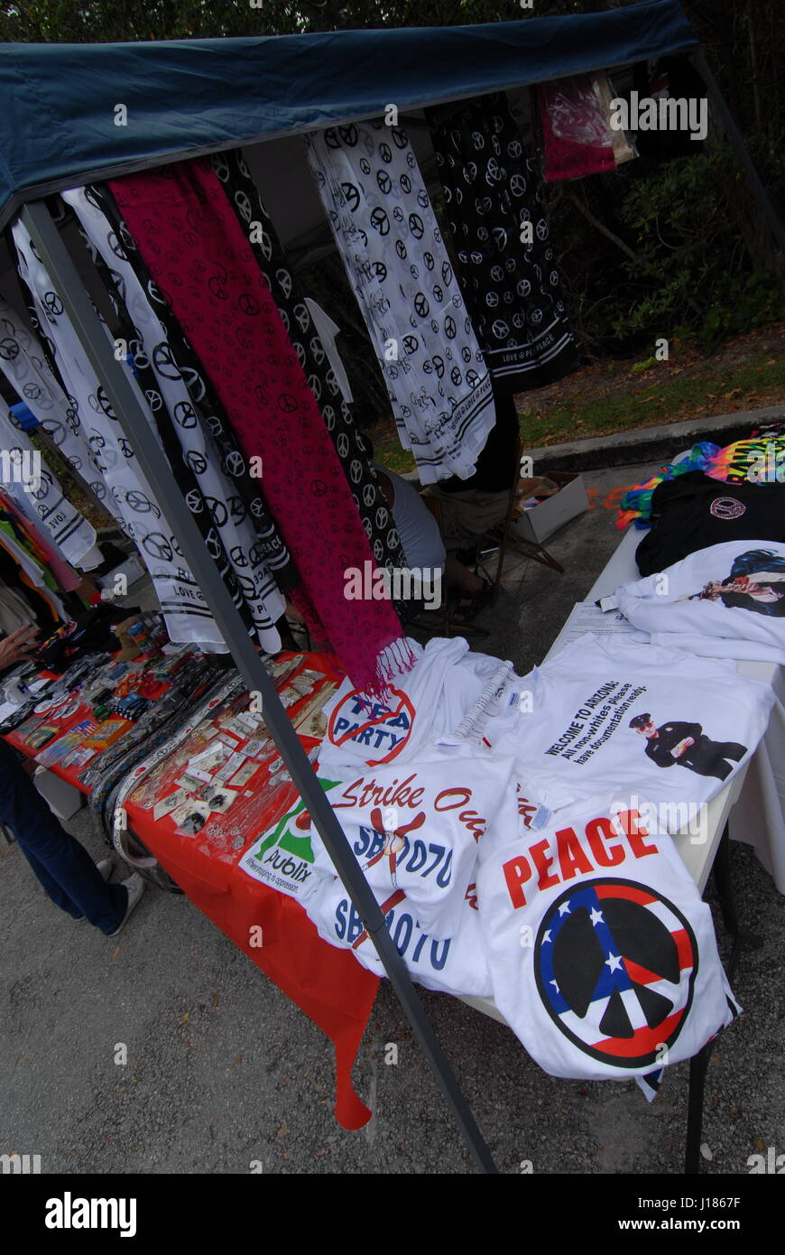 hippy festival love in Miami Florida USA people dressed as 1960's