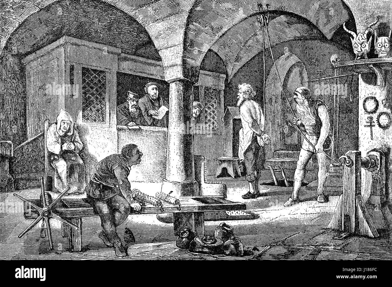 Court hearing and torture, 16th century, Germany Stock Photo