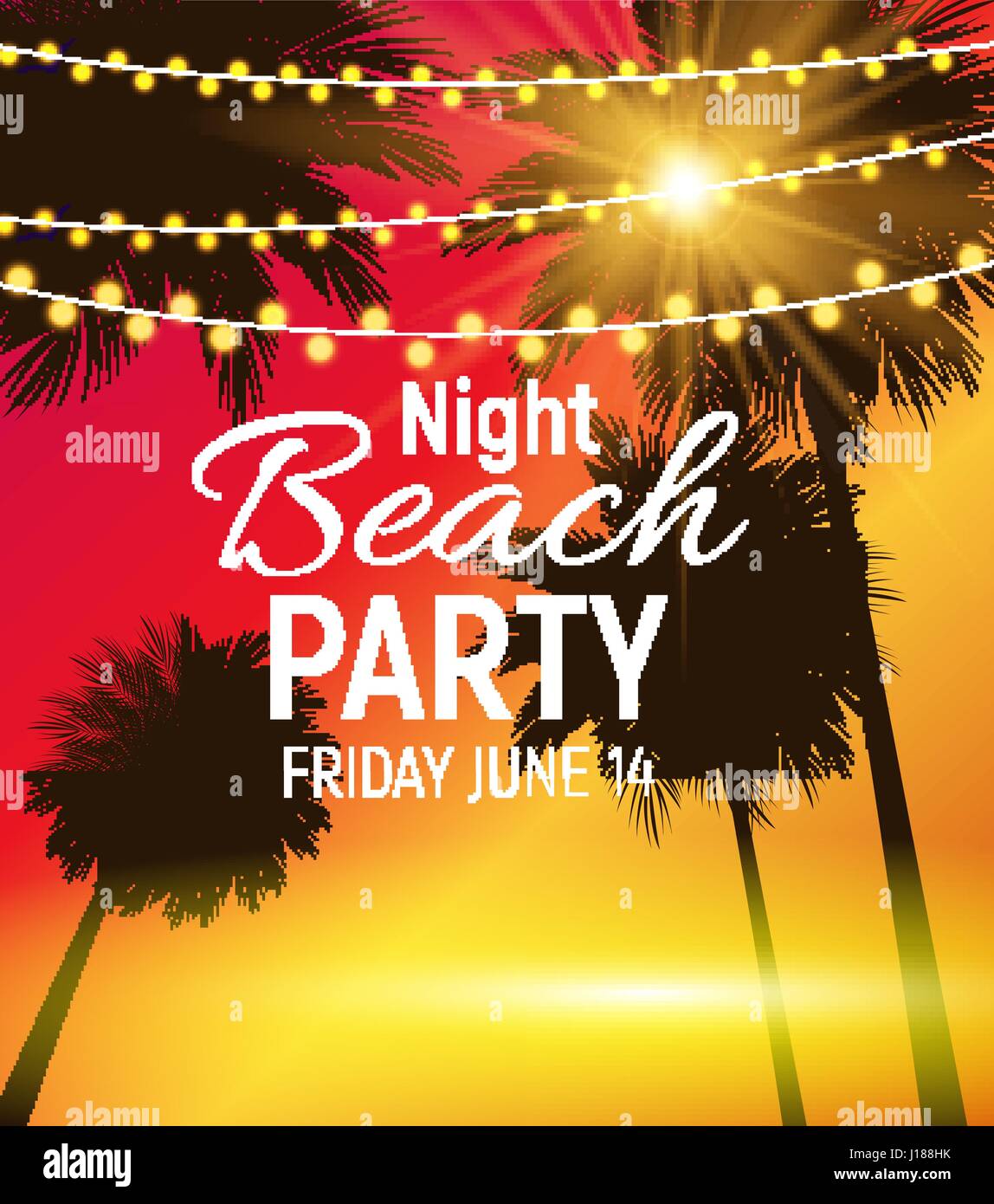 Summer Night Beach Party Poster. Tropical Natural ...