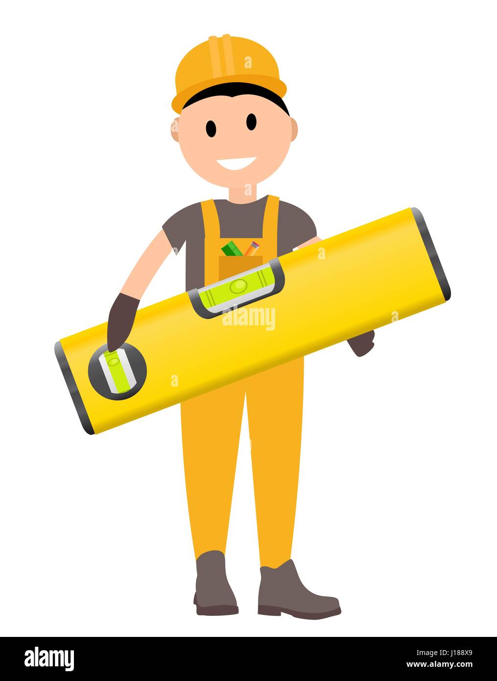 Construction Worker Flat Character, Building Man Specialists Rea Stock Vector