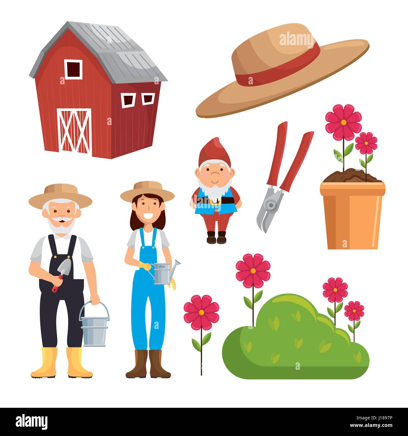 gardening equipment set flat icons Stock Vector Image & Art - Alamy