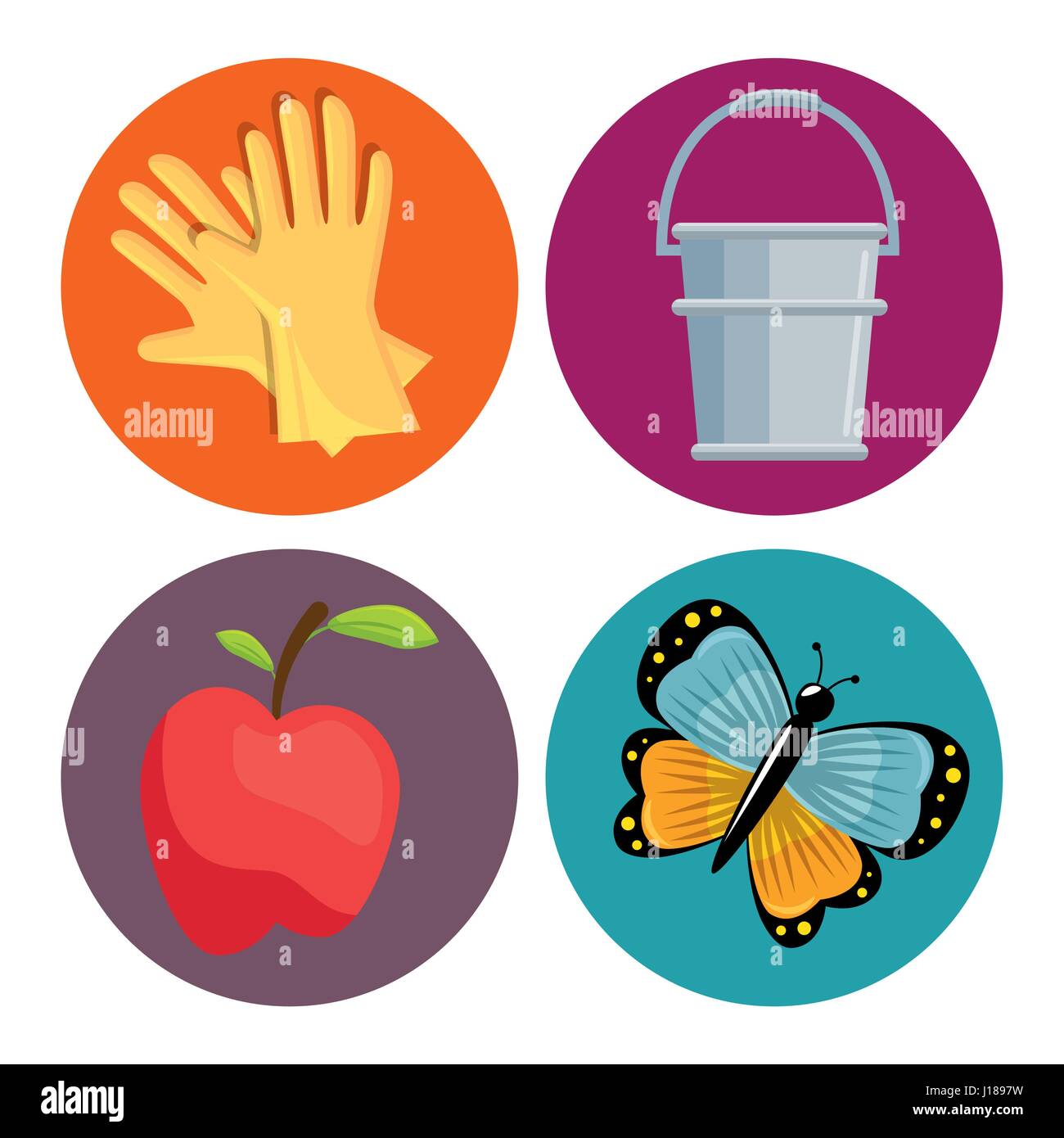 gardening equipment set flat icons Stock Vector Image & Art - Alamy
