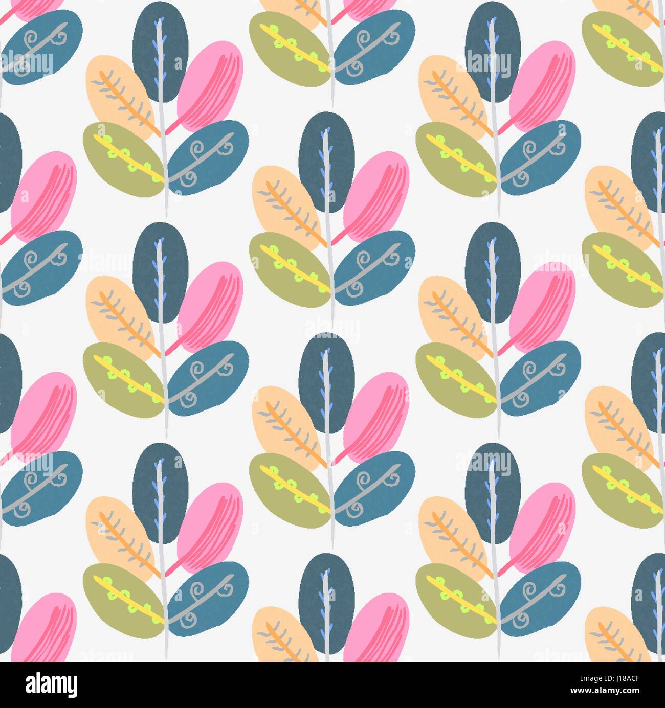 Seamless pattern with abstract trees. Colorful creative repeating ...