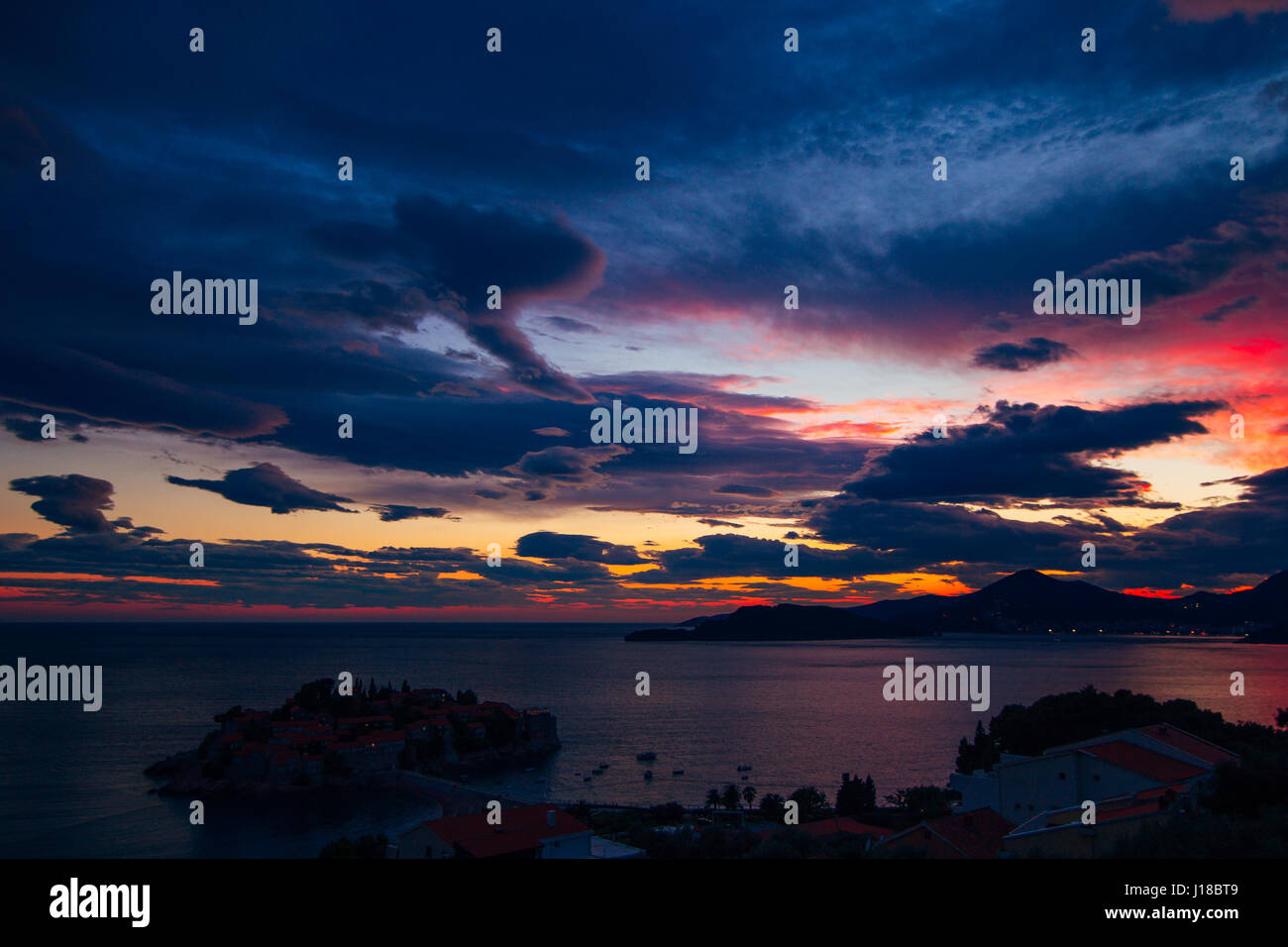 Island of Sveti Stefan. Panoramic shot Stock Photo Alamy