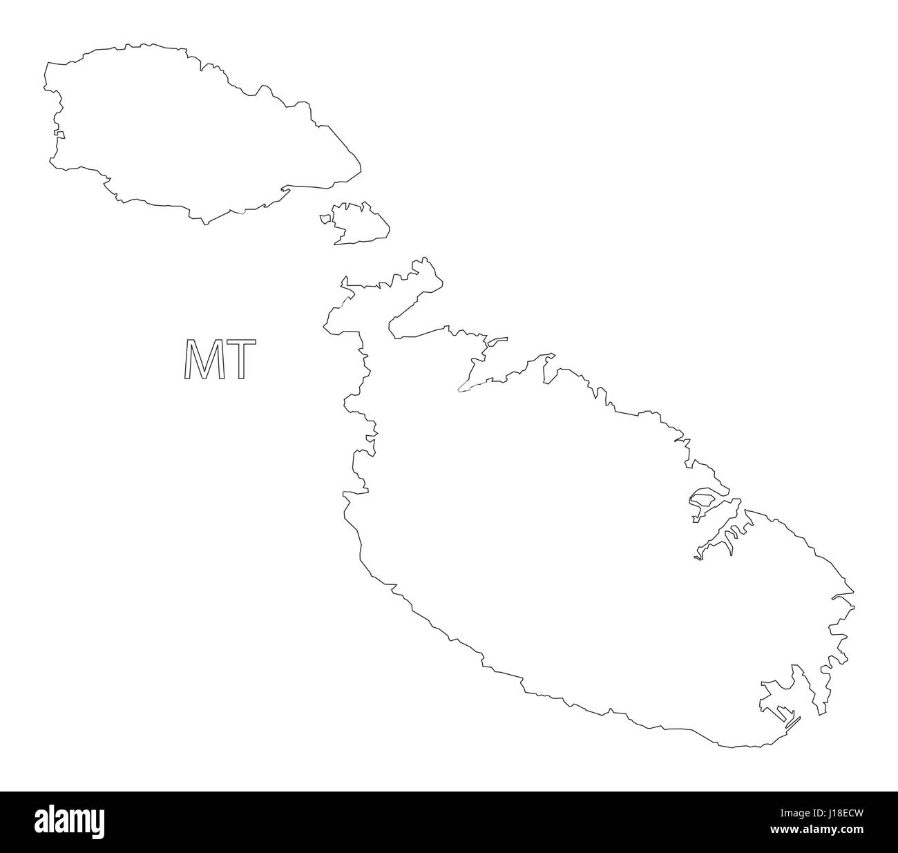 Malta outline silhouette map illustration Stock Vector