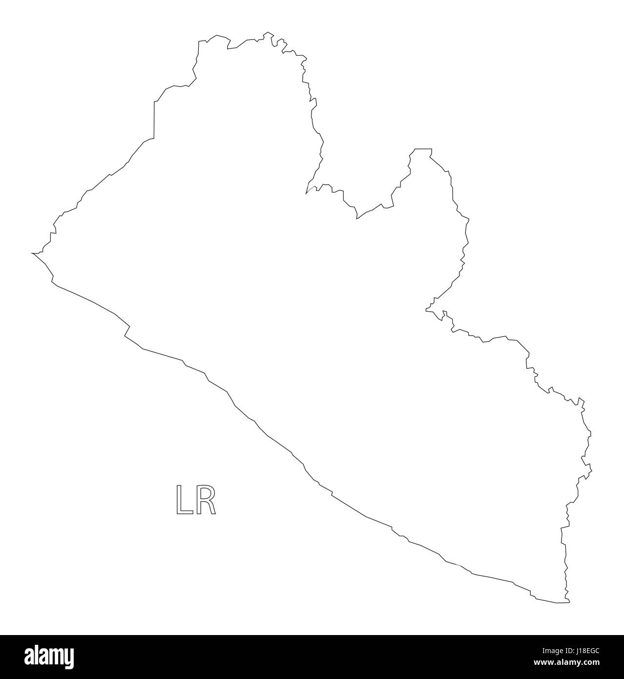 Liberia outline silhouette map illustration Stock Vector