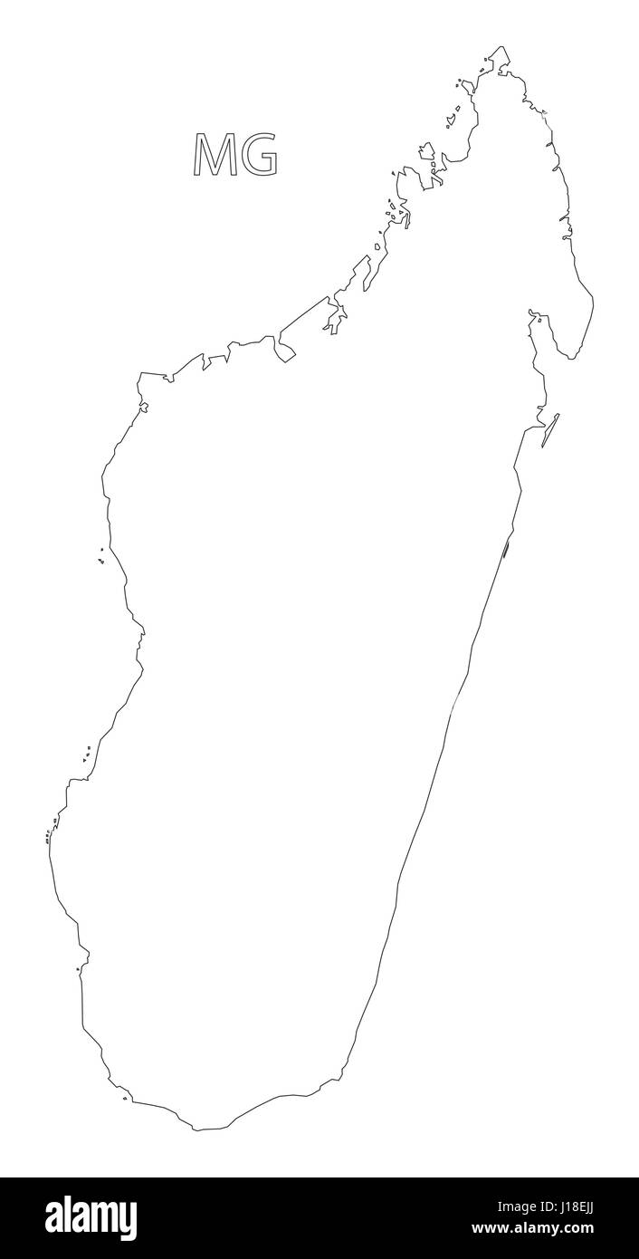 Madagascar outline silhouette map illustration Stock Vector