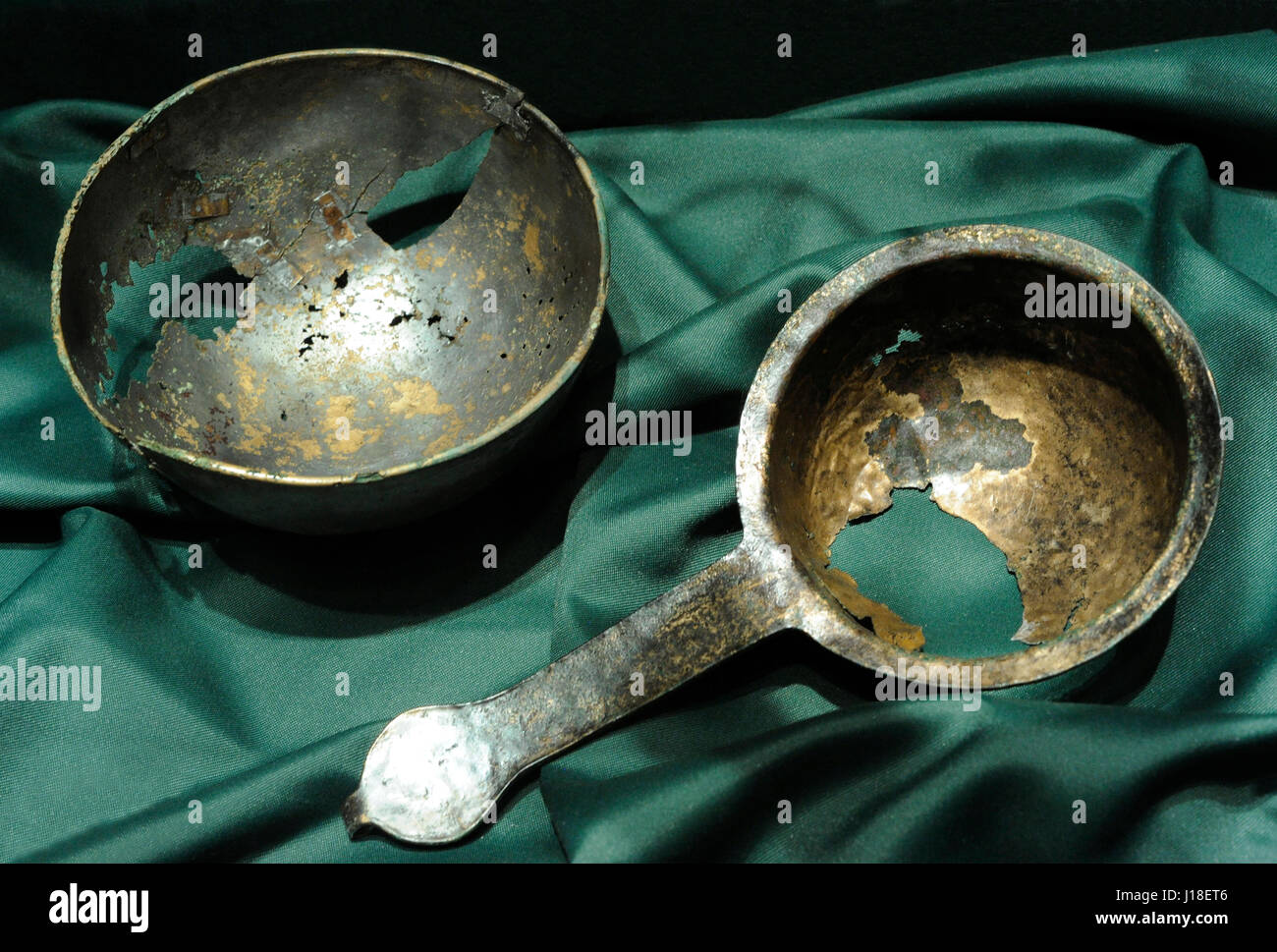 Bowl and ladle. Norway. Flakstad, Hamar k., Hedmark. 10th century. Historical Museum. Oslo. Norway. Stock Photo