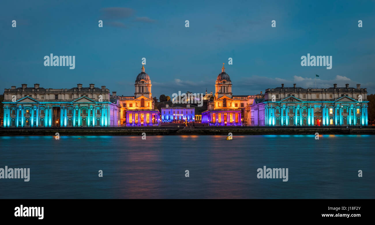 Greenwich Royal Naval College at Night Stock Photo